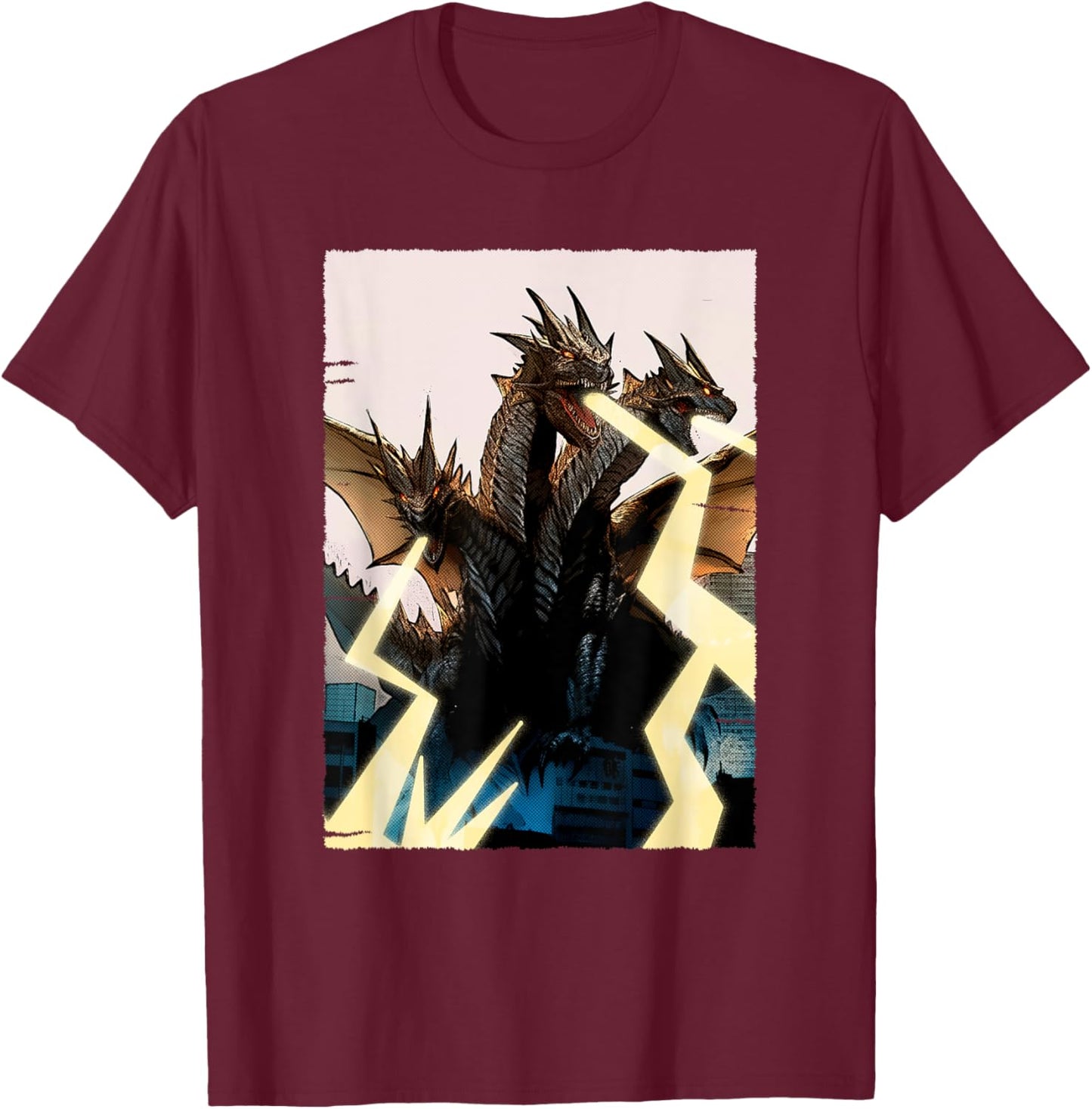 Three-Headed Dragon - Mythical Hydra Creature T-Shirt - T-Shirt | Maroon