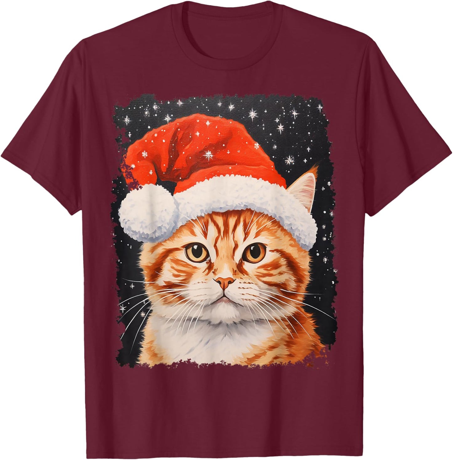 Pop Art Orange Ginger Cat Christmas T-Shirt - T-Shirt | Maroon