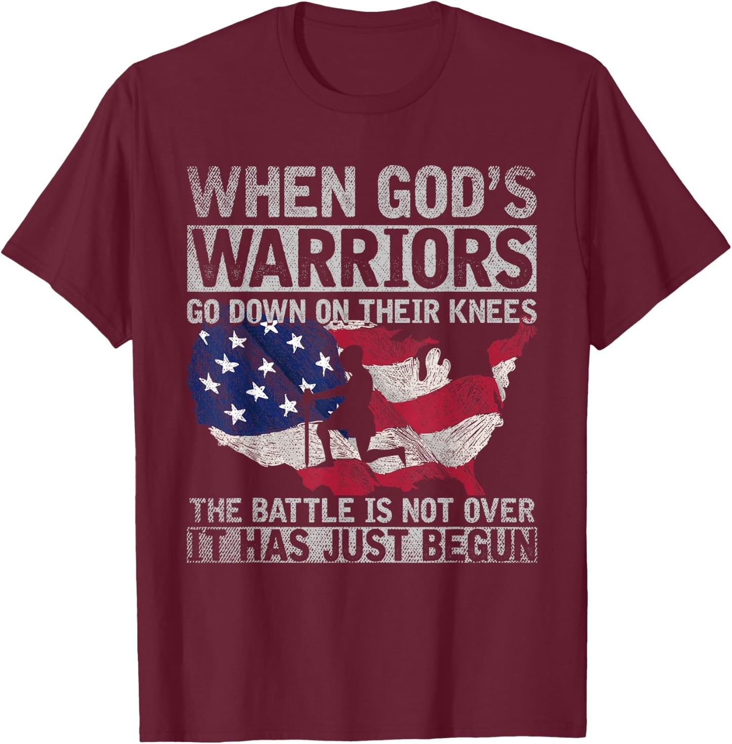 Patriotic Christian Devotee God Christianity US Flag Jesus T-Shirt - T-Shirt | Maroon