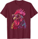 Chicken Rooster Sunglasses Funny Chicken Farmer Farmer T-Shirt - T-Shirt | Maroon