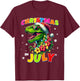 Funny Christmas In July T-Rex Dinosaur Boys Summer Men Women T-Shirt - T-Shirt | Maroon