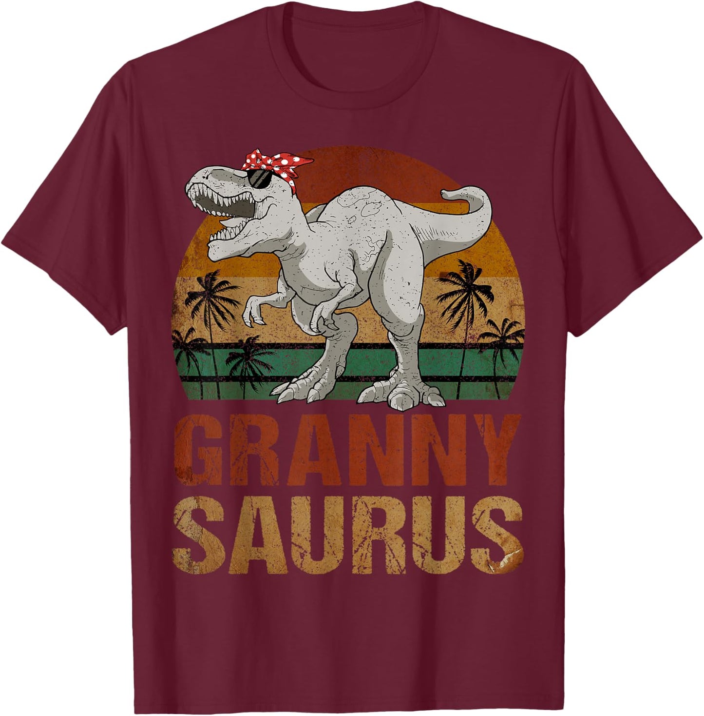 Grannysaurus T Rex Dinosaur Granny Saurus Retro Mother's Day T-Shirt - T-Shirt | Maroon