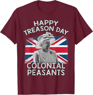 Happy Treason Day Colonial Peasants USA 4th of July UK Queen Kids Men T-Shirt - T-Shirt | Maroon
