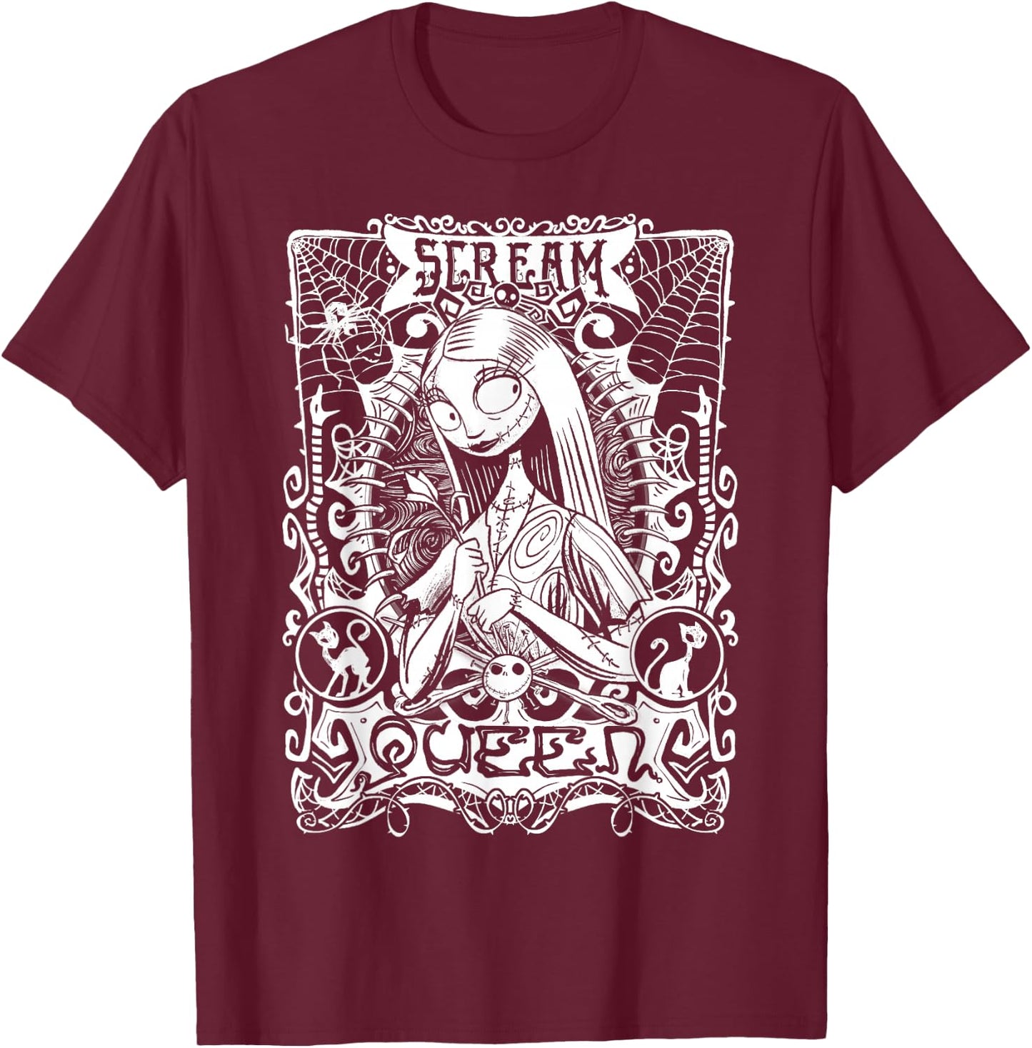 Disney The Nightmare Before Christmas Sally Portrait T-Shirt - T-Shirt | Maroon