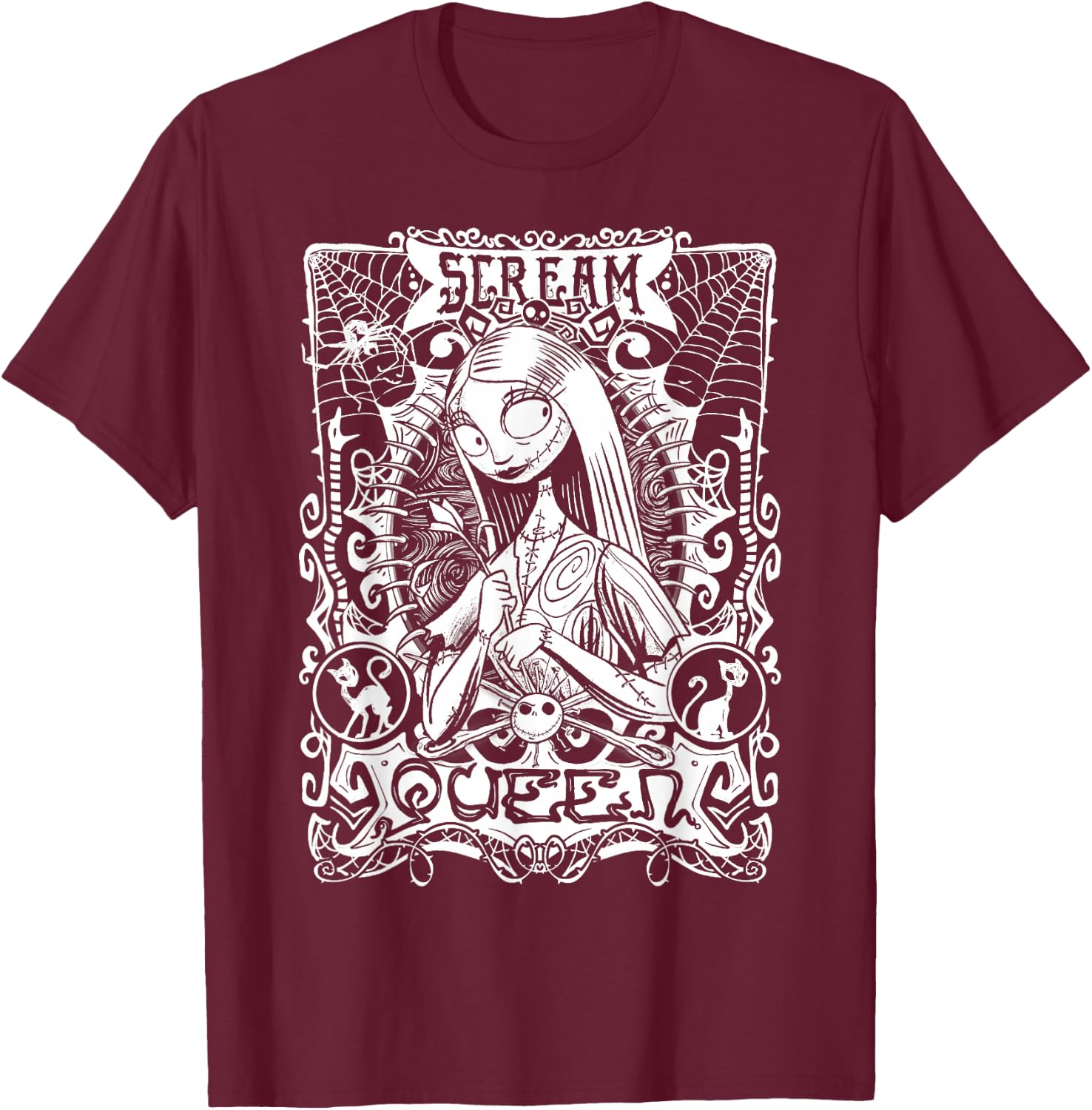 Disney The Nightmare Before Christmas Sally Portrait T-Shirt - T-Shirt | Maroon