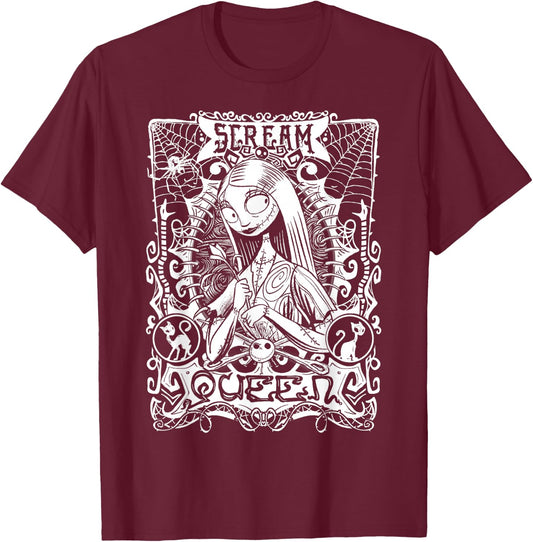Disney The Nightmare Before Christmas Sally Portrait T-Shirt - T-Shirt | Maroon