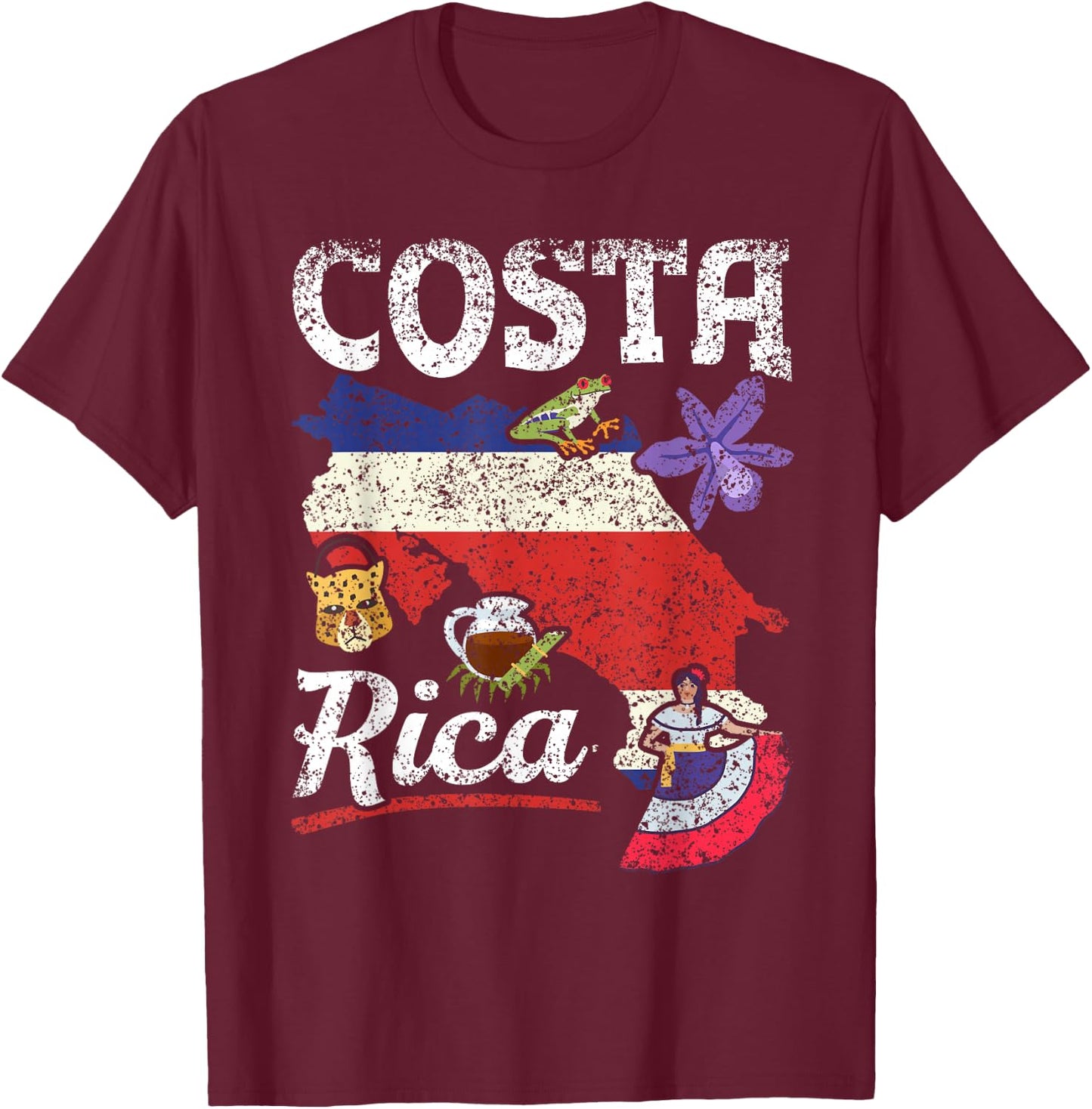 Costa Rica Holidays Costa Rican Travel Costa Rica T-Shirt - T-Shirt | Maroon