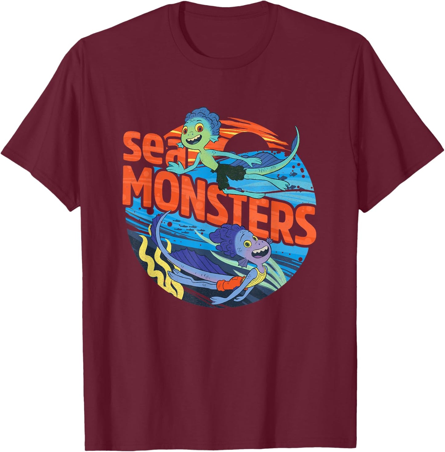 Disney Pixar Luca & Alberto Sea Monsters T-Shirt - T-Shirt | Maroon