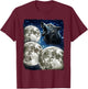 Three Moons Howling At Wolf T-Shirt - T-Shirt | Maroon