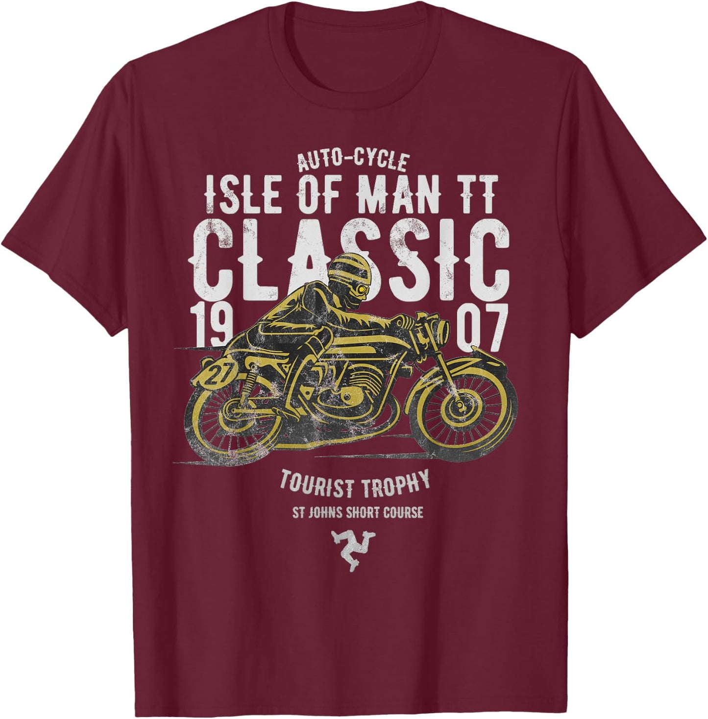 Isle Of Man TT Races Manx Classic Grand Prix Road Racing T-Shirt - T-Shirt | Maroon