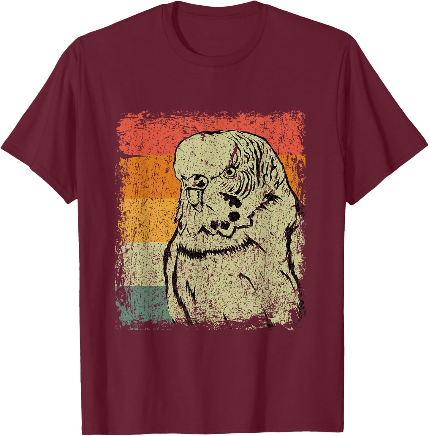 Retro Budgie Gift Vintage Budgie Bird T-Shirt - T-Shirt | Maroon
