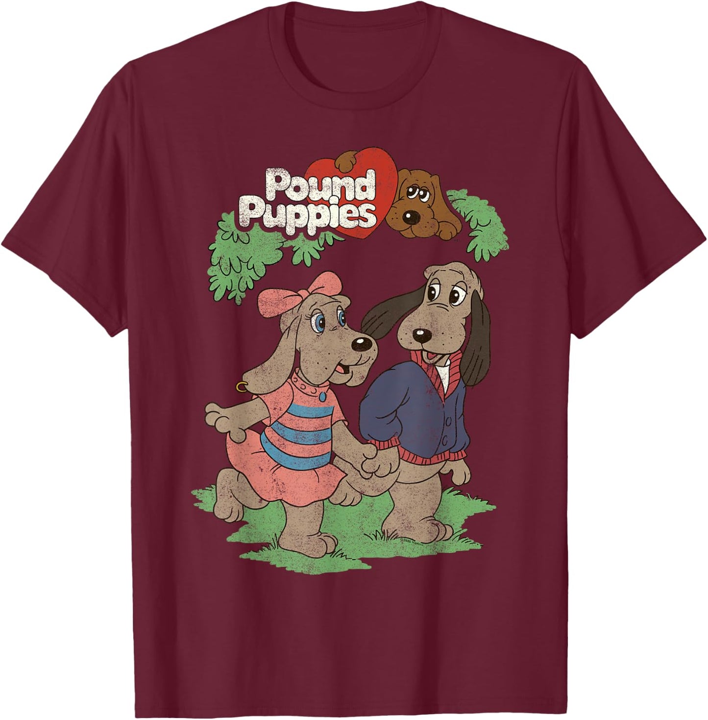Pound Puppies Valentine's Day Puppy Love Couple Shot T-Shirt - T-Shirt | Maroon