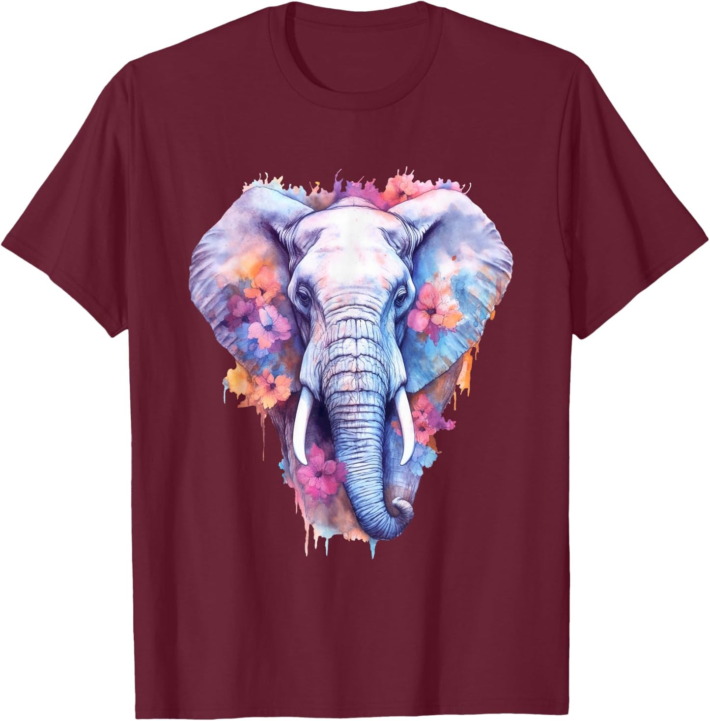 Elephant Watercolor Artwork Elephant Art Lover Men T-Shirt - T-Shirt | Maroon