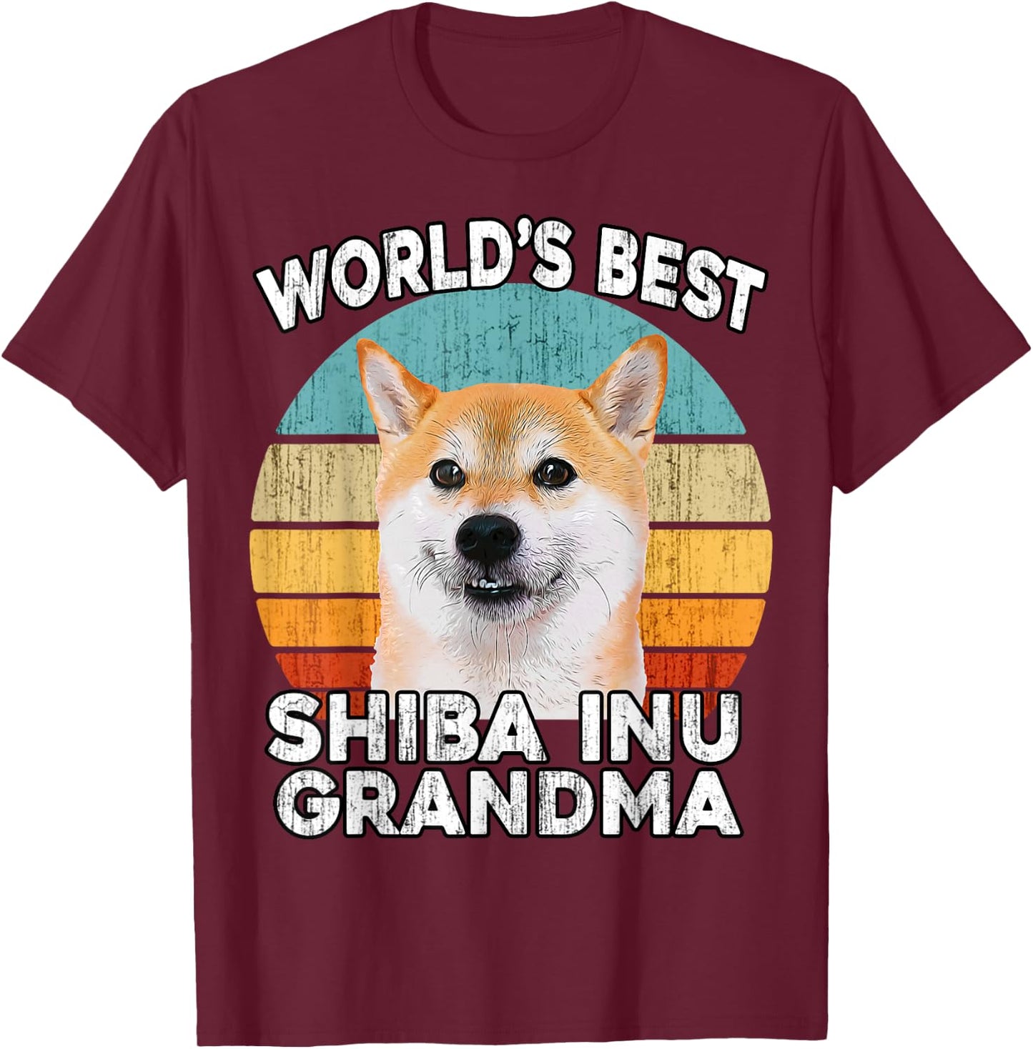 Shiba Inu Grandma Funny Worlds Best Shiba Grandma Dog Retro T-Shirt - T-Shirt | Maroon