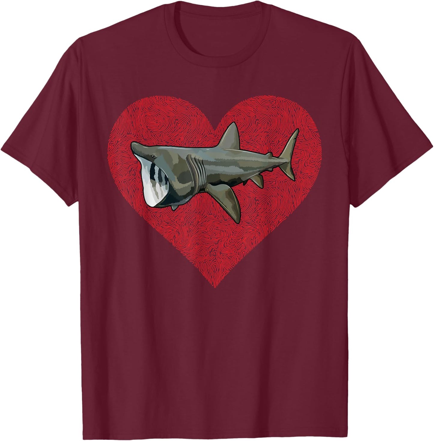 Basking Shark Valentines Day Love Fingerprint T-Shirt - T-Shirt | Maroon