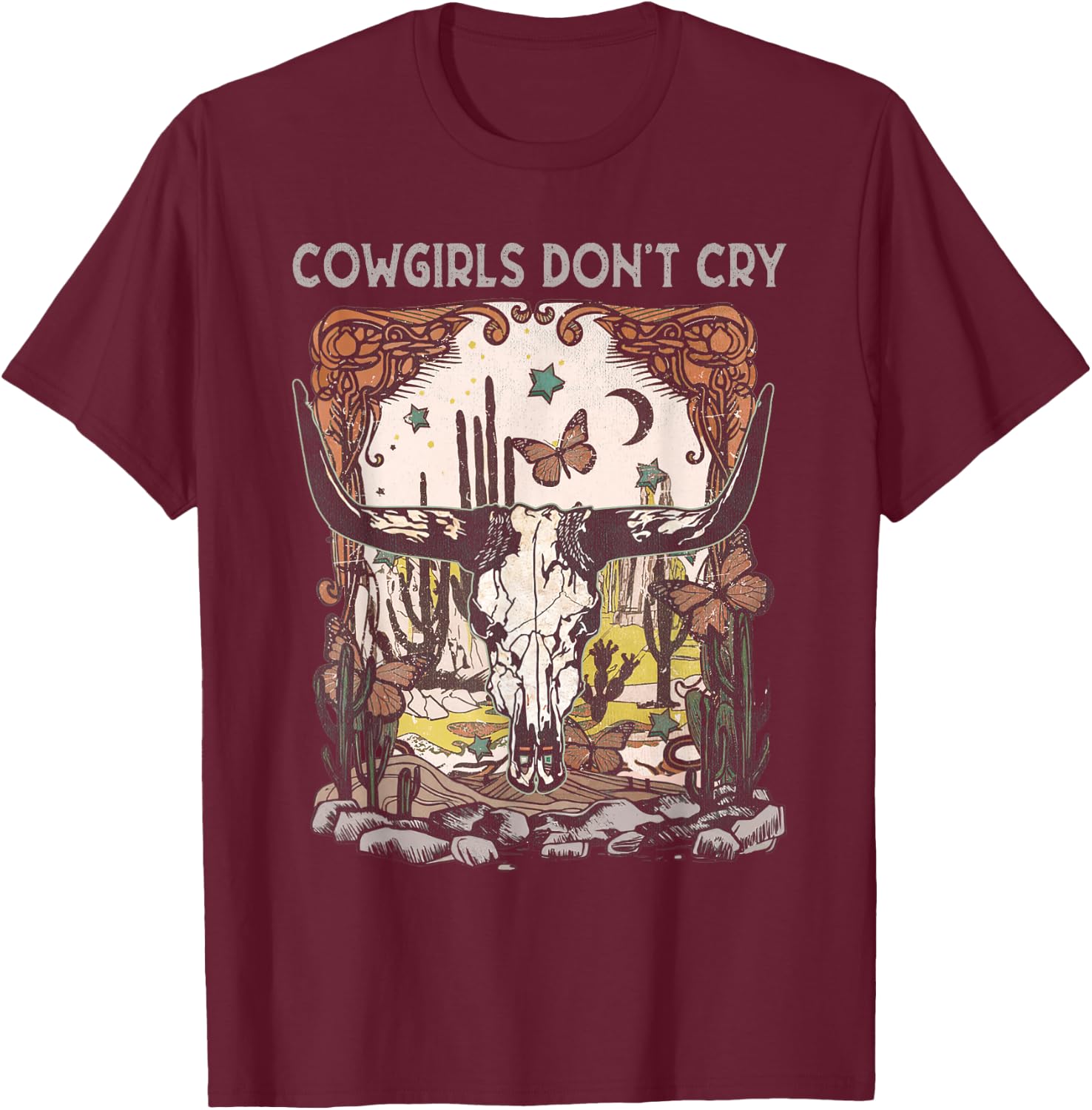 Classic Rodeo Funny Music Do not Cry with Western Cowgirl T-Shirt - T-Shirt | Maroon