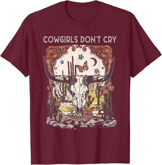 Classic Rodeo Funny Music Do not Cry with Western Cowgirl T-Shirt - T-Shirt | Maroon