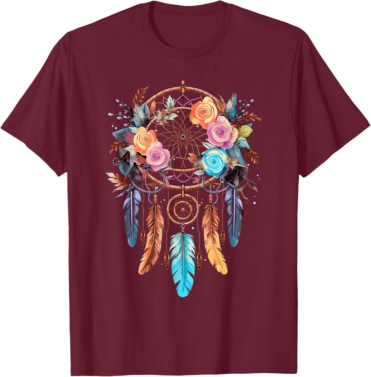 Boho Dream Catcher T-Shirt - T-Shirt | Maroon