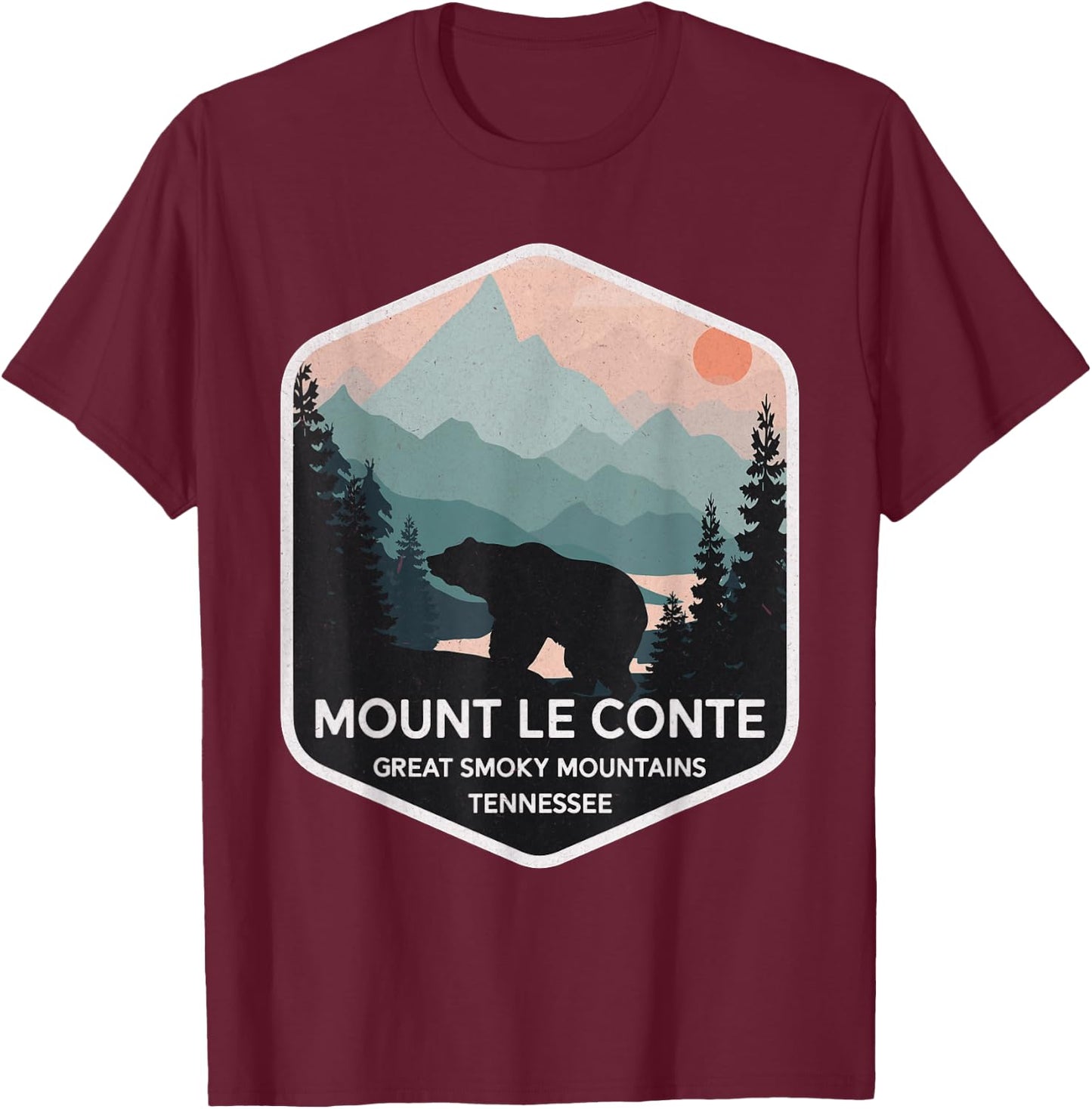 Mount Le Conte Great Smoky Mountains Tennessee Vintage Bear T-Shirt - T-Shirt | Maroon