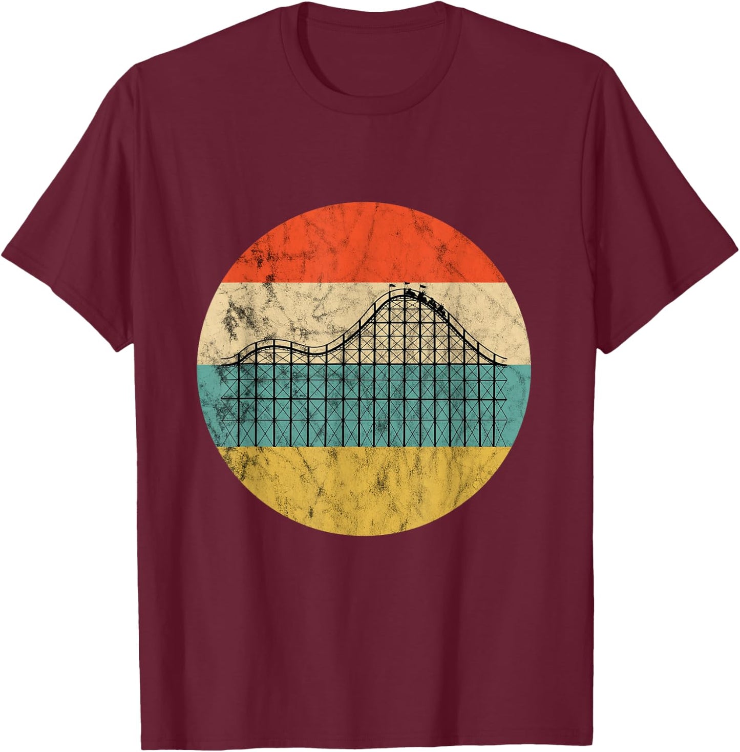 Roller Coaster Lover Retro Theme Park Thrillseekers T-Shirt - T-Shirt | Maroon