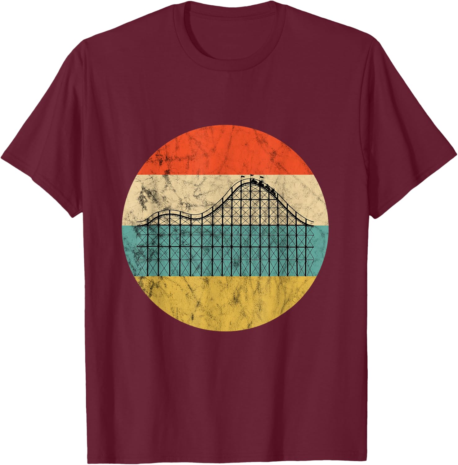 Roller Coaster Lover Retro Theme Park Thrillseekers T-Shirt - T-Shirt | Maroon
