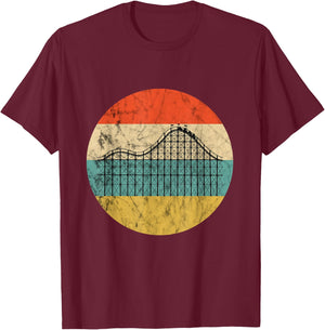 Roller Coaster Lover Retro Theme Park Thrillseekers T-Shirt - T-Shirt | Maroon