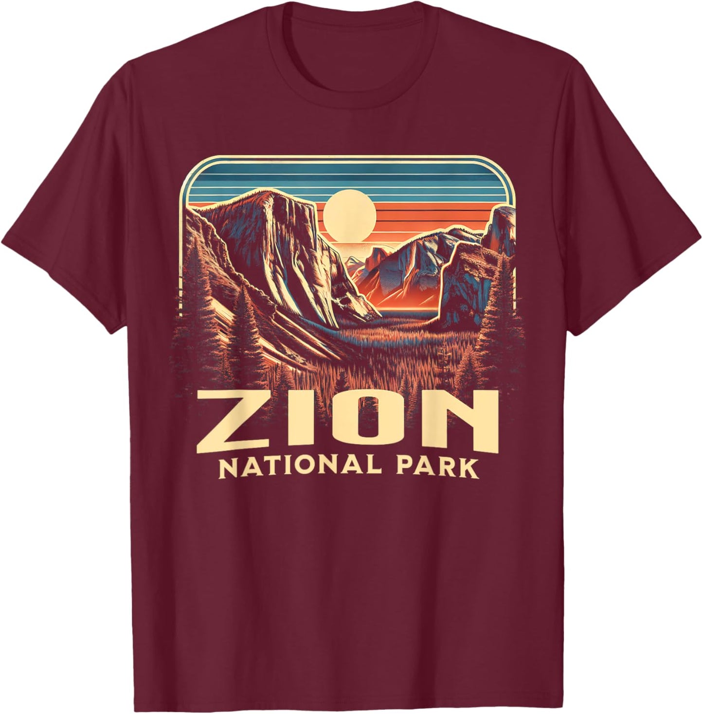 Zion National Park , Small, Blue T-Shirt - T-Shirt | Maroon