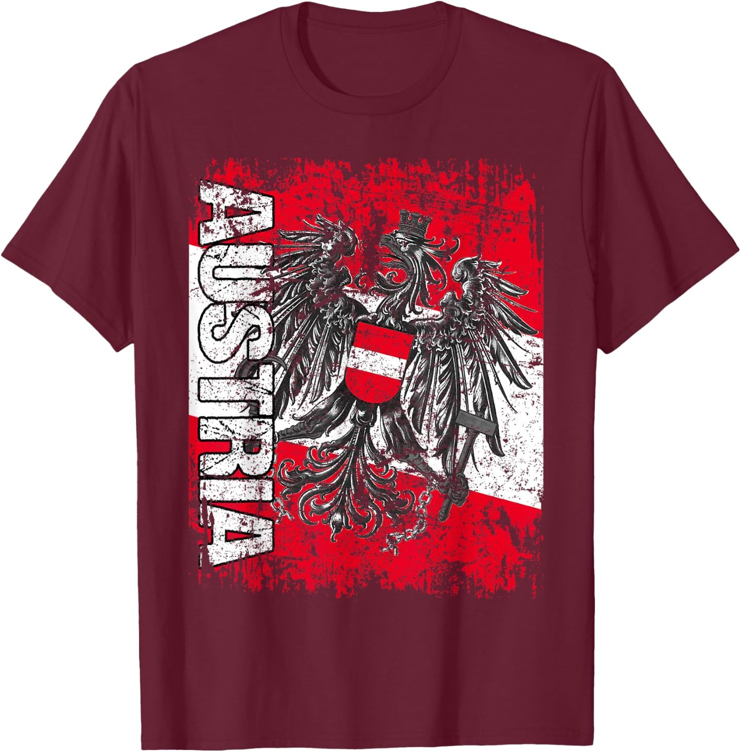 AUSTRIA Flag Vintage Distressed AUSTRIA T-Shirt - T-Shirt | Maroon