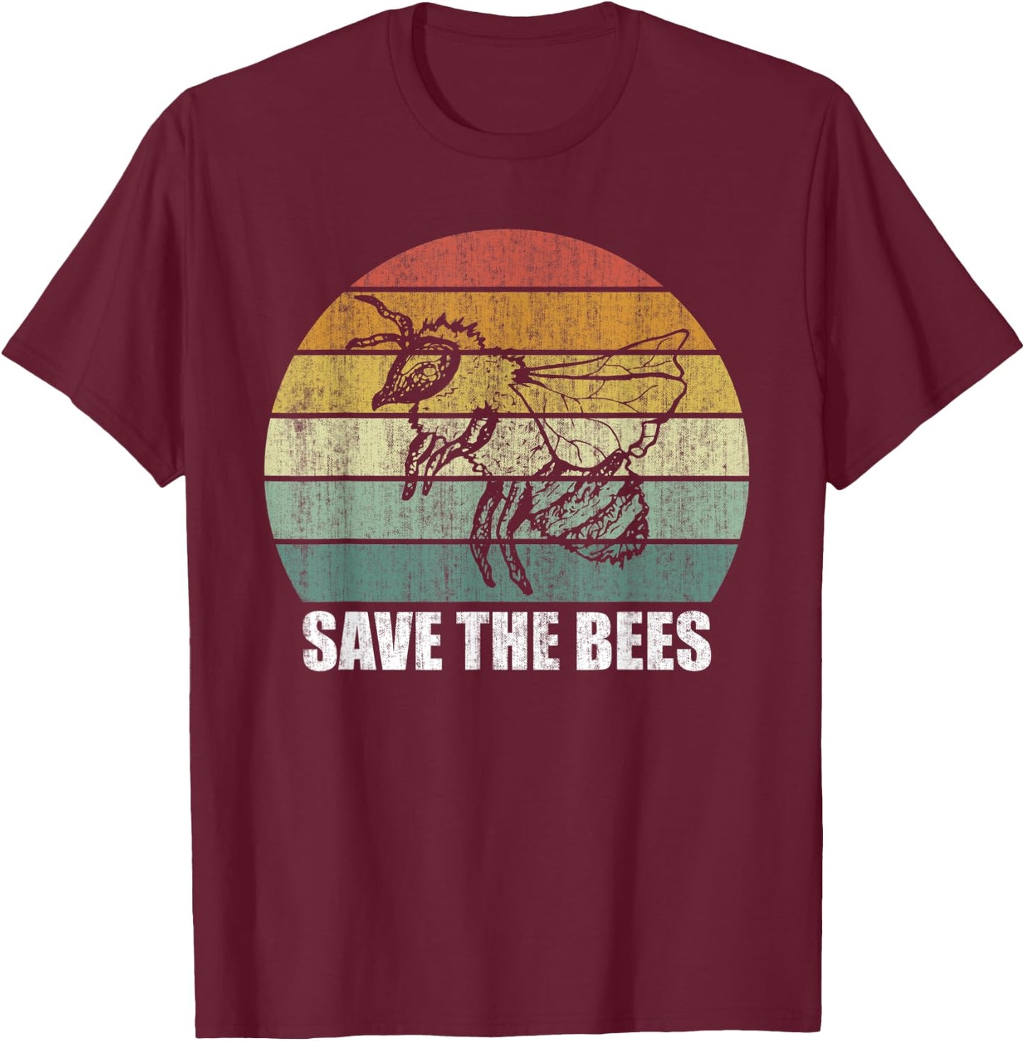 Retro Save The Bees Shirt Funny Bee Lover Gifts Bee Kind T-Shirt - T-Shirt | Maroon