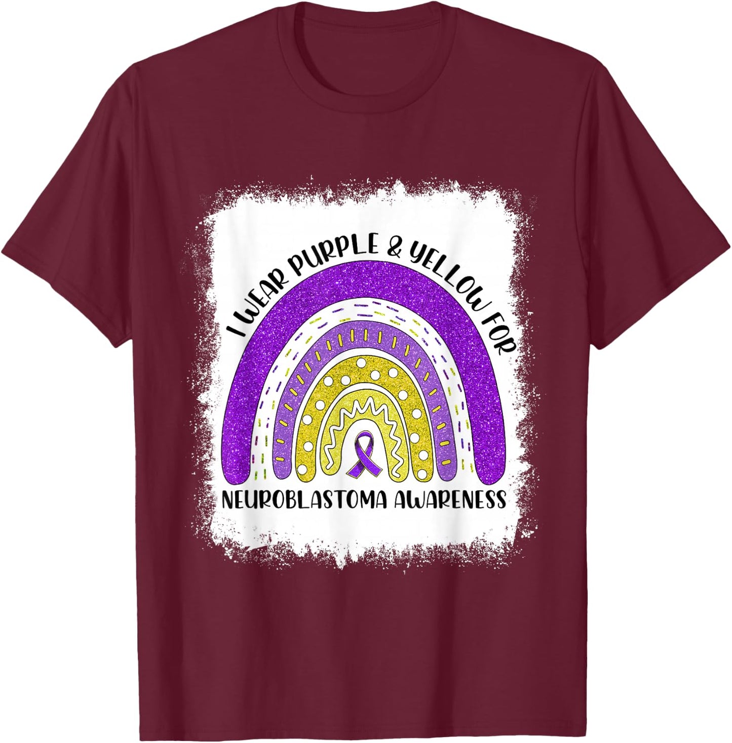Rainbow I Wear Gold For Neuroblastoma Awareness Month T-Shirt - T-Shirt | Maroon