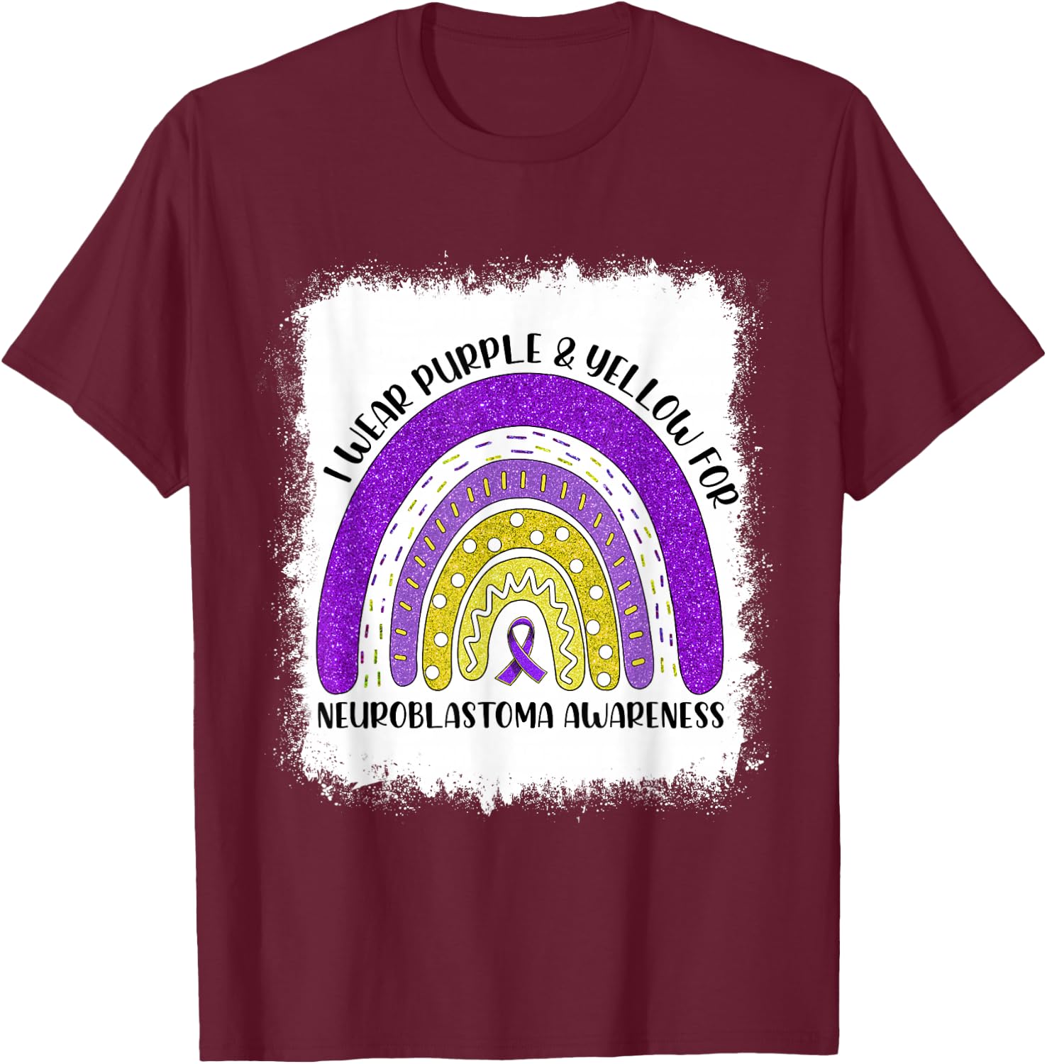 Rainbow I Wear Gold For Neuroblastoma Awareness Month T-Shirt - T-Shirt | Maroon