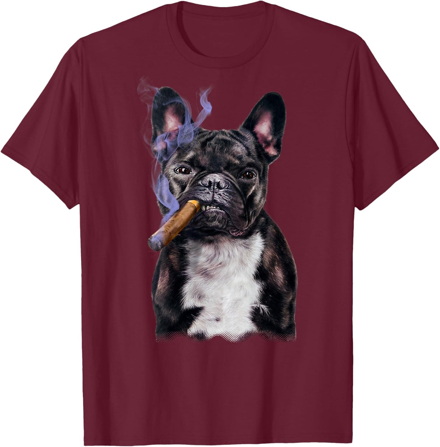 French Bull Dog with Cigar Women T-Shirt - T-Shirt | Maroon