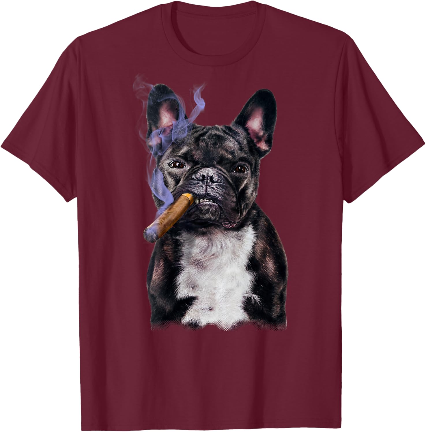 French Bull Dog with Cigar Women T-Shirt - T-Shirt | Maroon
