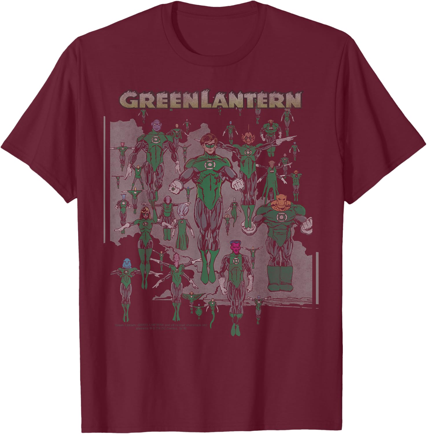 DC Comics The Green Lantern Green Group T-Shirt - T-Shirt | Maroon