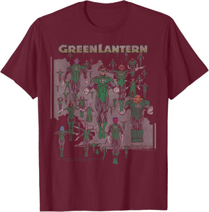 DC Comics The Green Lantern Green Group T-Shirt - T-Shirt | Maroon