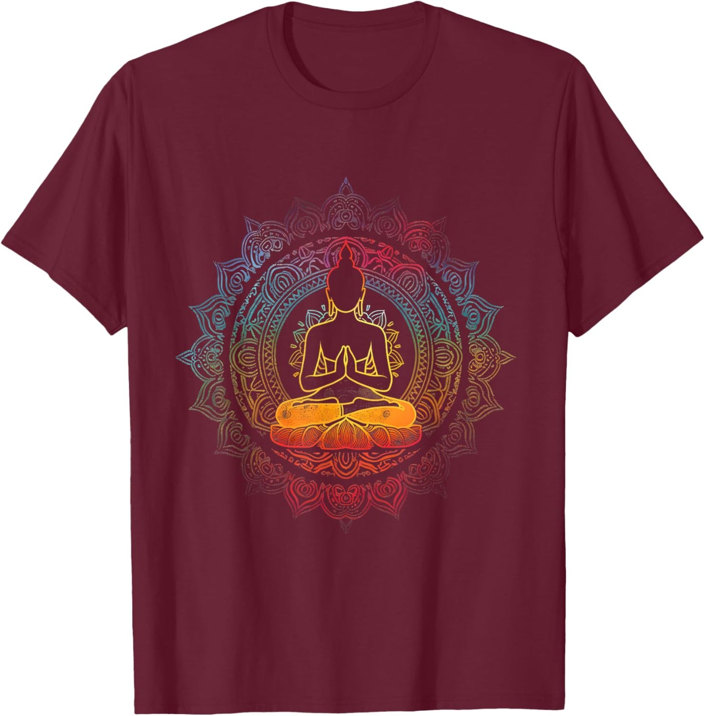 Zen Buddha Meditation Mandala Spiritual Buddhist Hindu T-Shirt - T-Shirt | Maroon