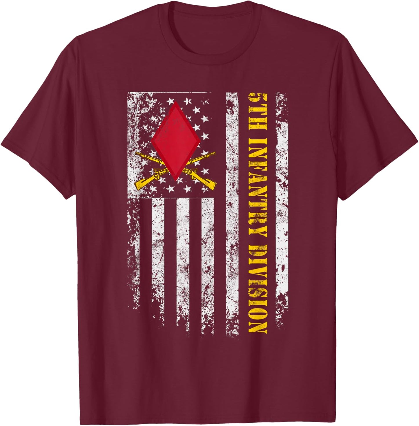 5th Infantry Division "Red Diamond" Shirt Flag Veterans Day T-Shirt - T-Shirt | Maroon