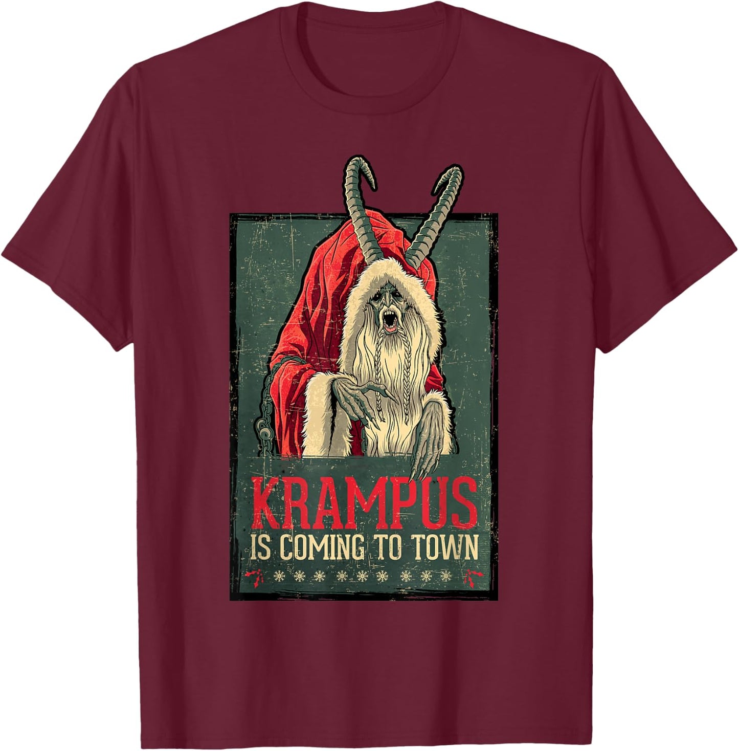 Legendary Pictures Krampus Poster Vintage T-Shirt - T-Shirt | Maroon