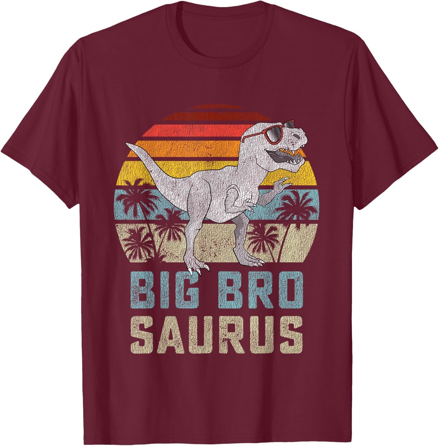 Bigbrosaurus T Rex Dinosaur Big Bro Saurus Brother Family T-Shirt - T-Shirt | Maroon