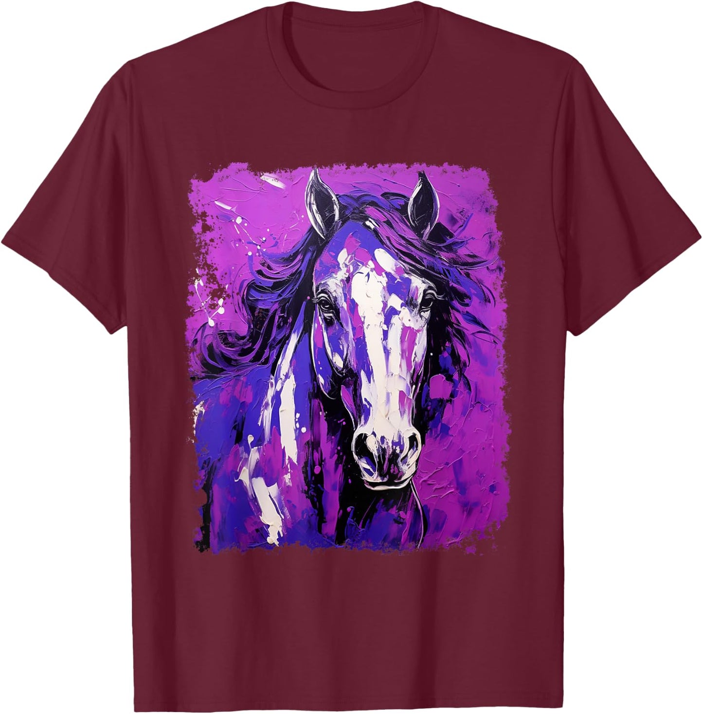 Farm Animal Purple Horse T-Shirt - T-Shirt | Maroon