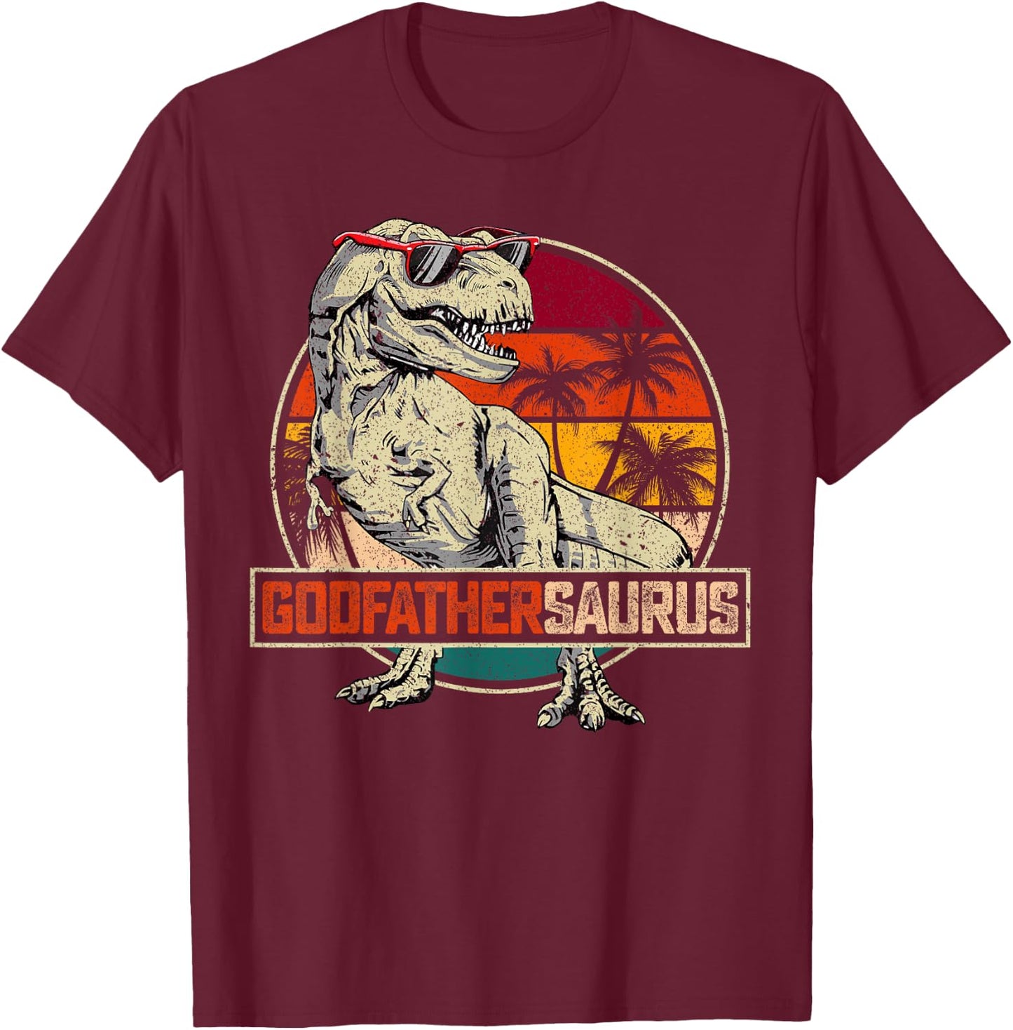 Godfathersaurus T Rex Dinosaur Godfather Saurus Family Match T-Shirt - T-Shirt | Maroon