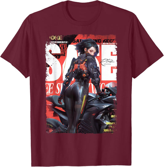 Supersport bike Superbike Pin-up girl racing motorcycle T-Shirt - T-Shirt | Maroon