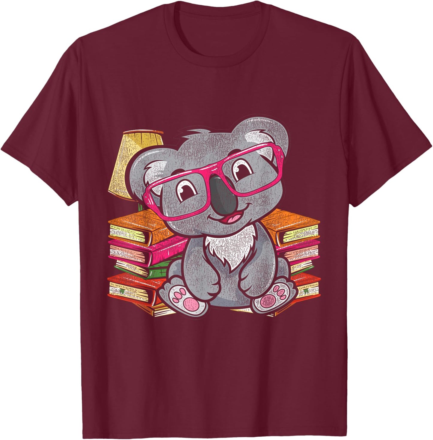 Cute Koala Bear Book Reading Koala T-Shirt - T-Shirt | Maroon