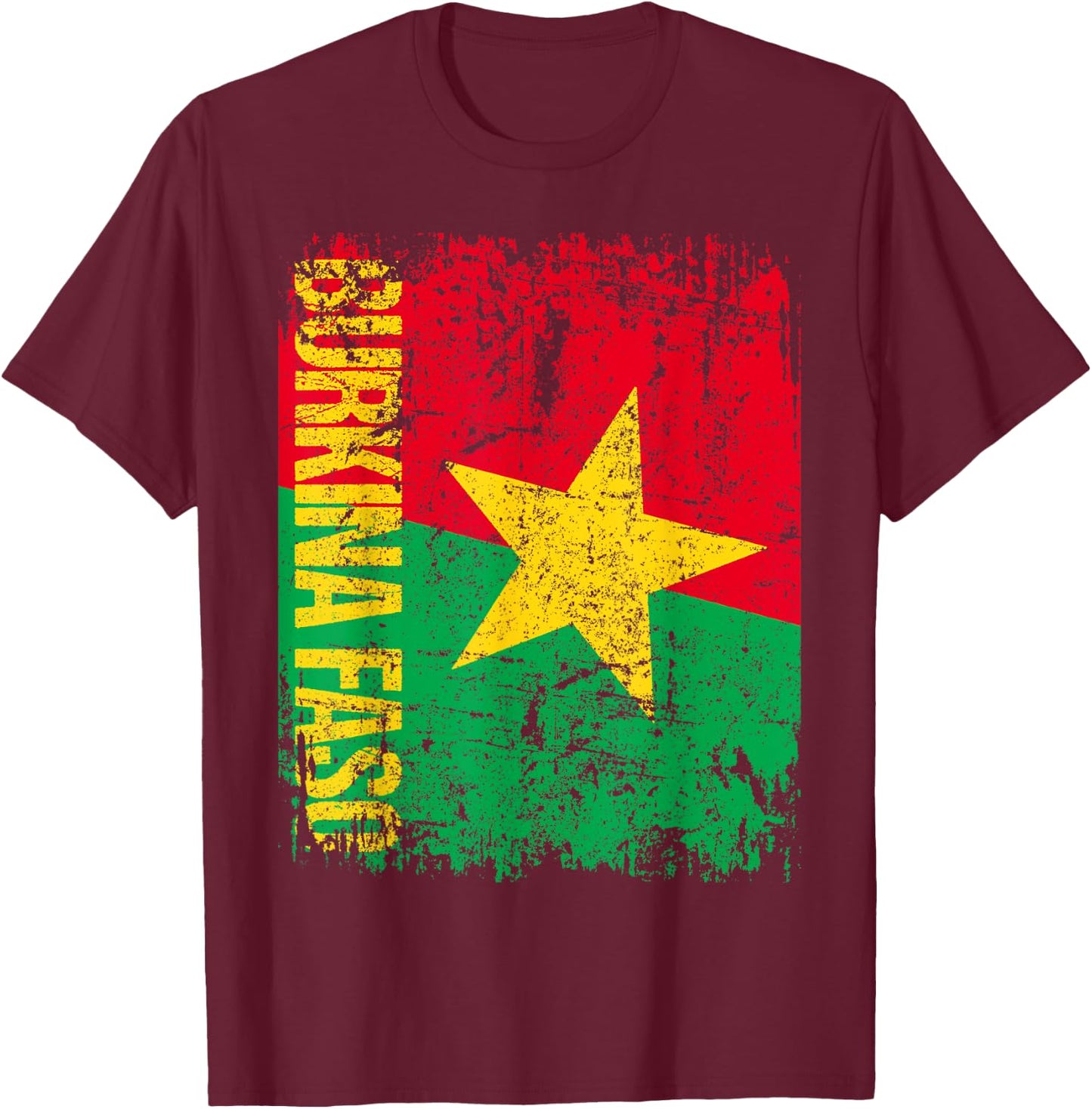 BURKINA FASO Flag Vintage Distressed BURKINA T-Shirt - T-Shirt | Maroon