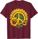 Sunflower Peace Sign T-Shirt - T-Shirt | Maroon