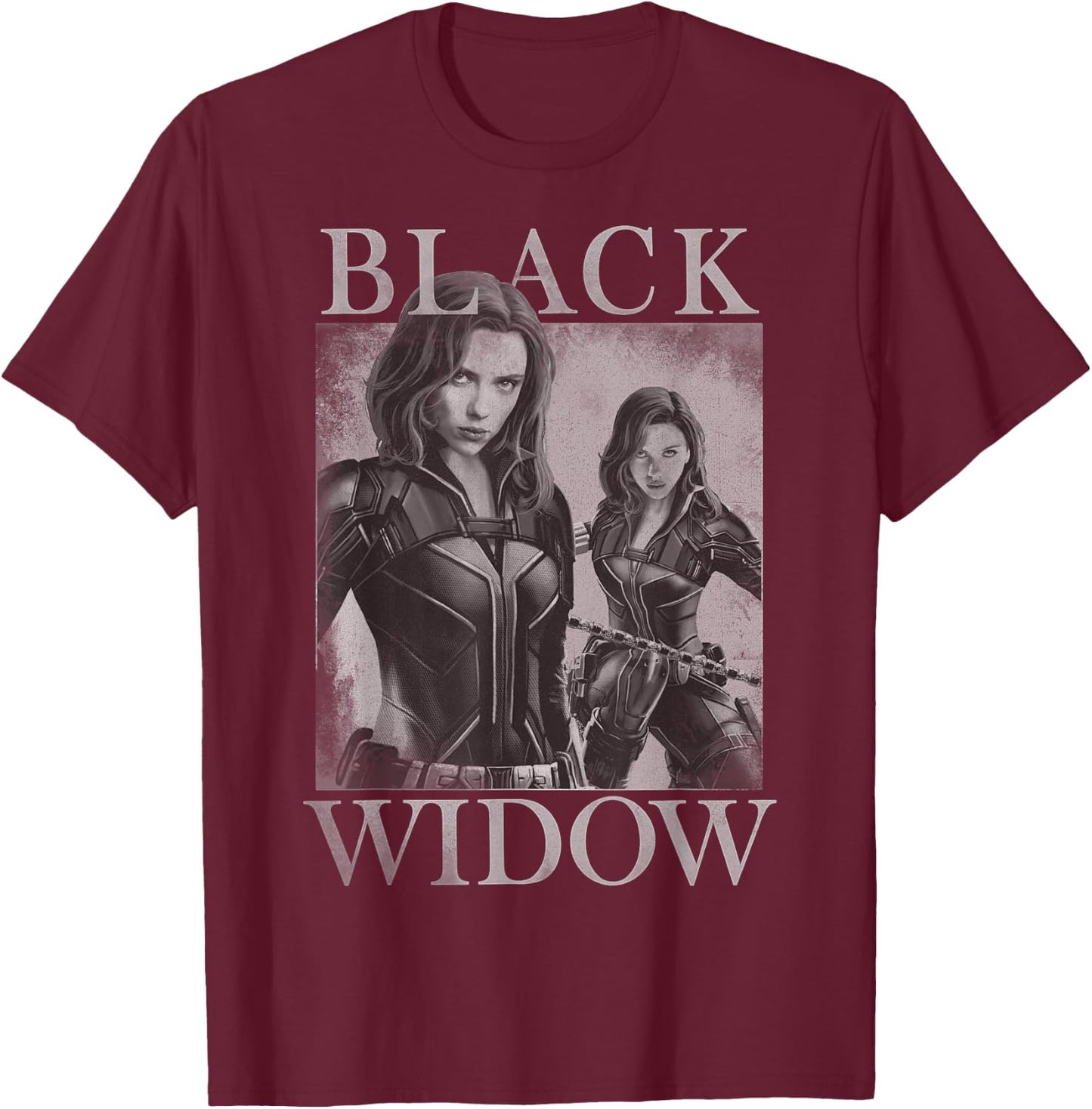 Marvel Black Widow Double Portrait T-Shirt - T-Shirt | Maroon