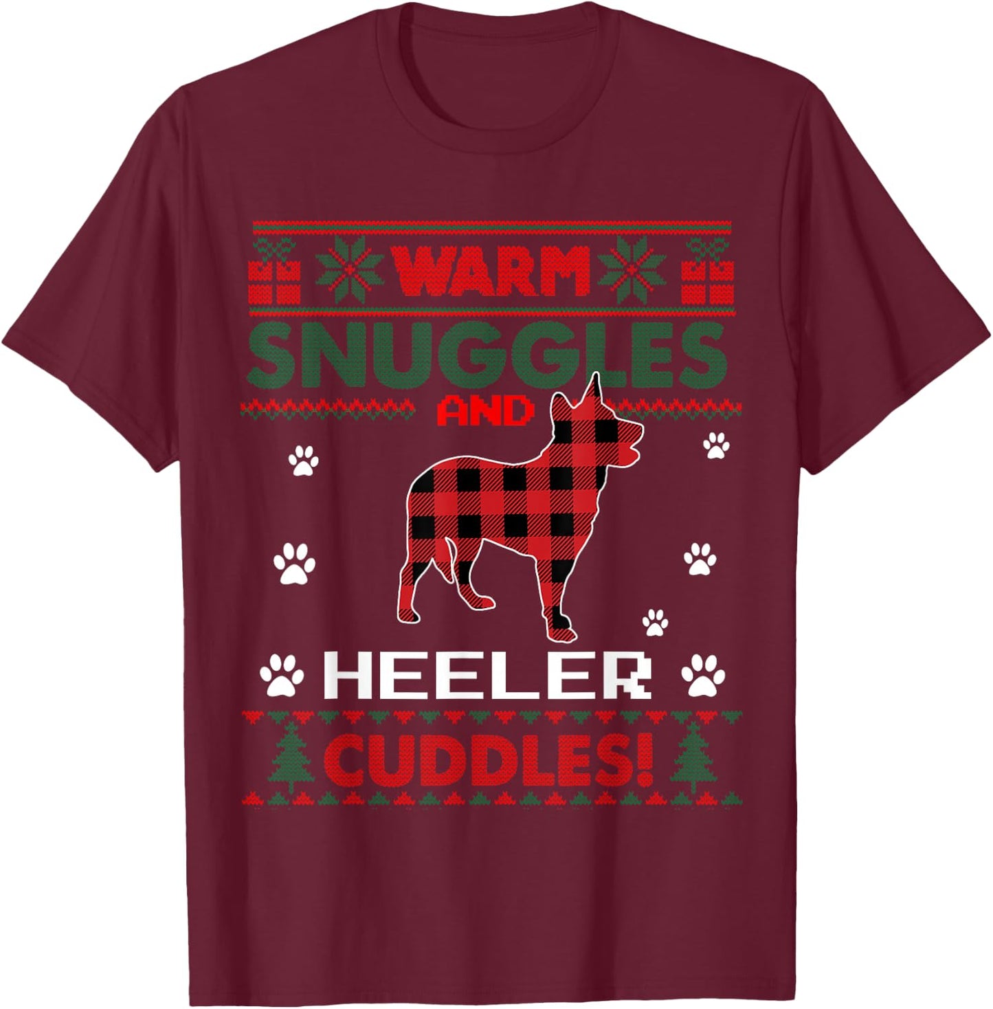 Heeler Dog Lover Christmas Pajama Shirt Xmas Ugly Christmas T-Shirt - T-Shirt | Maroon