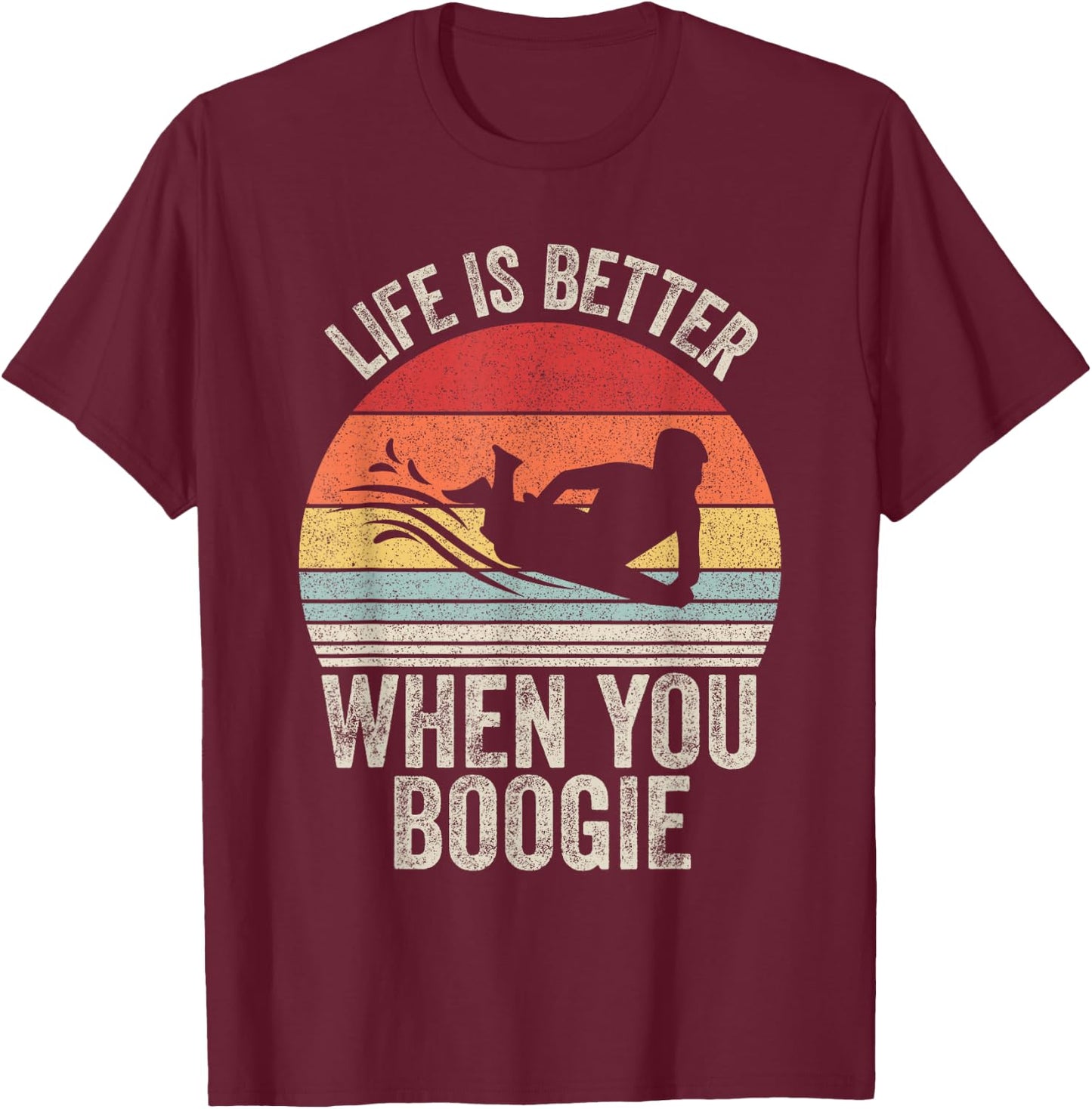 Catch Some Rays Vintage Retro Life Is Better When You Boogie Board - Women's Adults Black Short Sleeve Classic Fit - Small T-Shirt - T-Shirt | Maroon