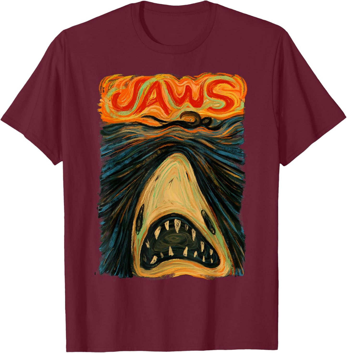 Jaws Scream Portrait T-Shirt - T-Shirt | Maroon