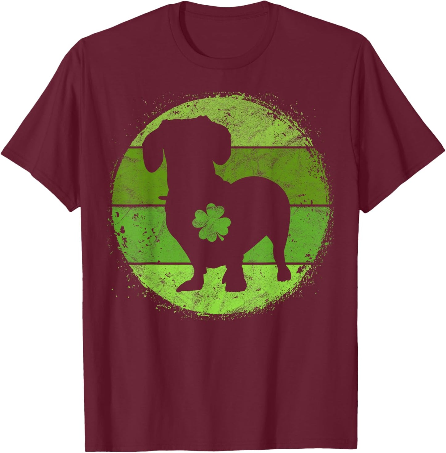 Circular Dachshund Irish Shamrock Doxie St Patricks Day T-Shirt - T-Shirt | Maroon